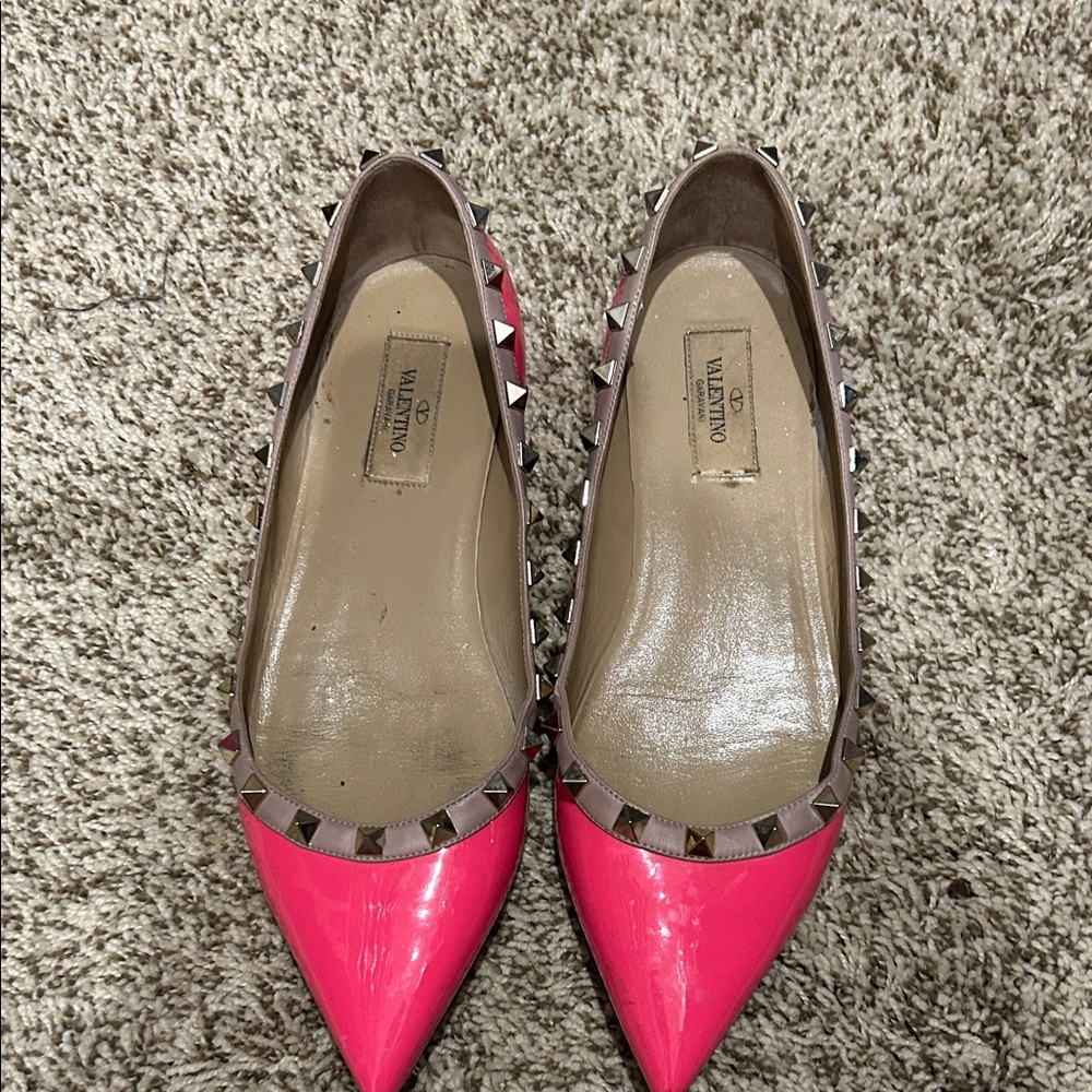Valentino Bright Pink Studded Flats